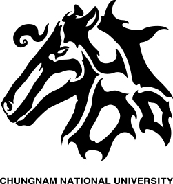충남대학교 상징동물 백마와 충남이라는 글자를 형상화한 이미지