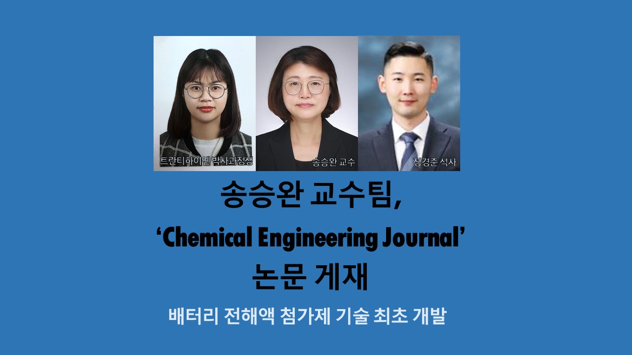 송승완 교수팀, ‘Chemical Engineering Journal’ 논문 게재 사진