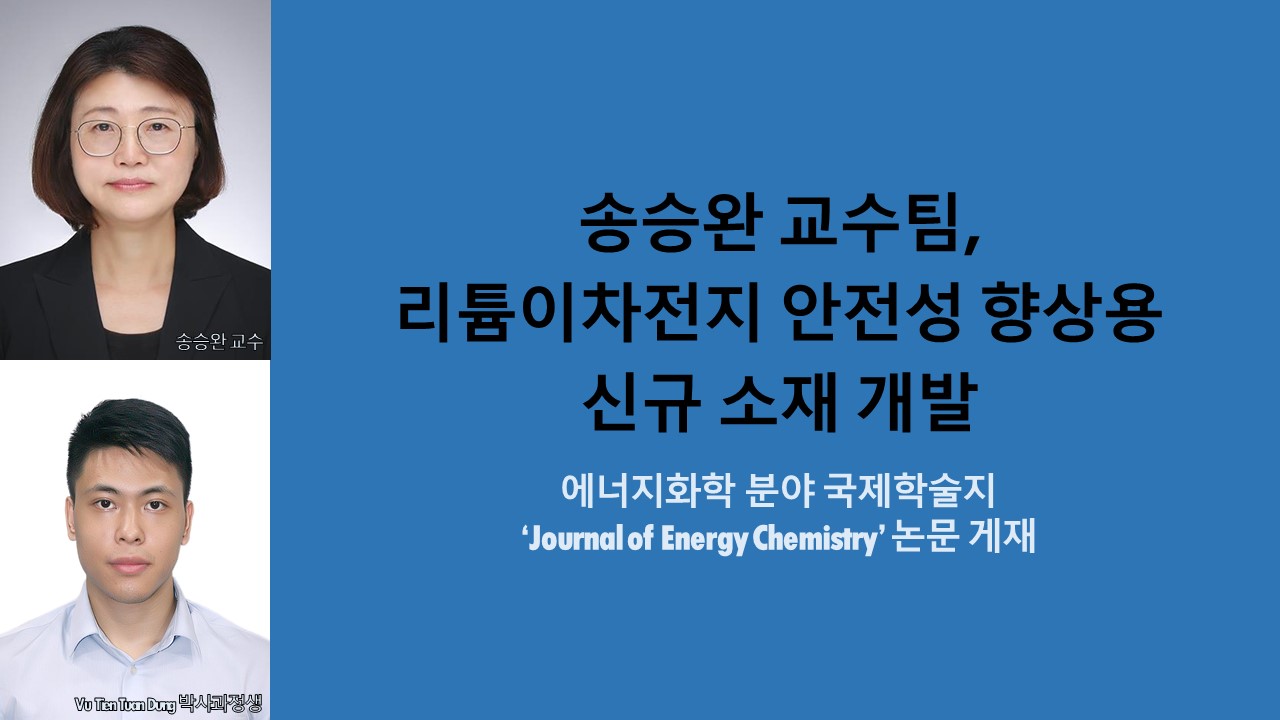 송승완 교수팀, 리튬이차전지 안전성 향상용 신규 소재 개발 사진